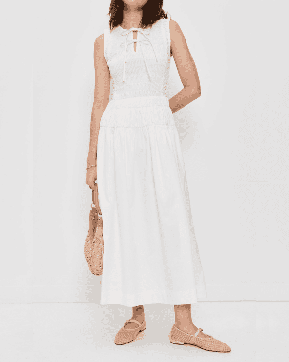 Smocked Shirred Midi Dress