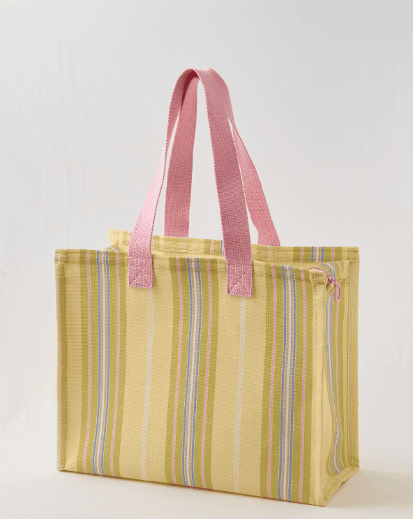 Striped Mesh Tote Bag