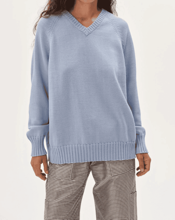 Cotton Knit V-Neck Sweater