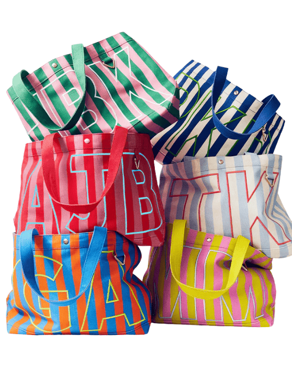 Striped Custom Alpha Tote