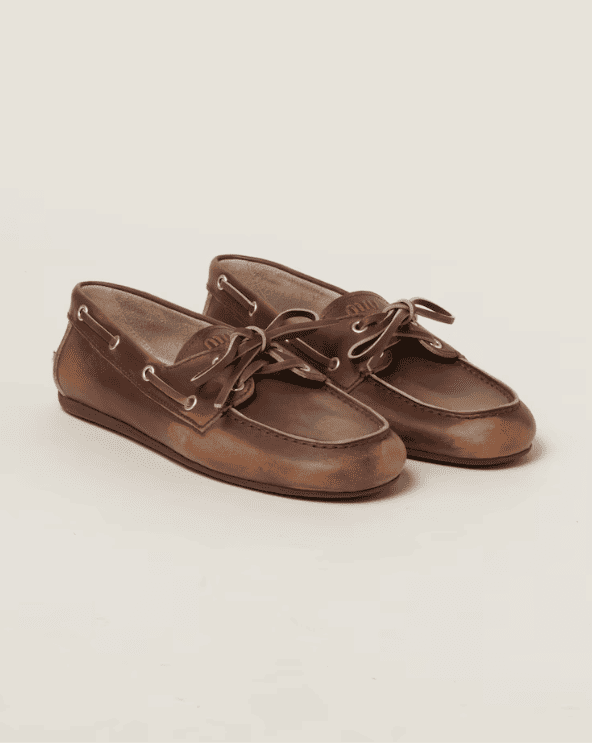 Bleached Leather Deck Shoes