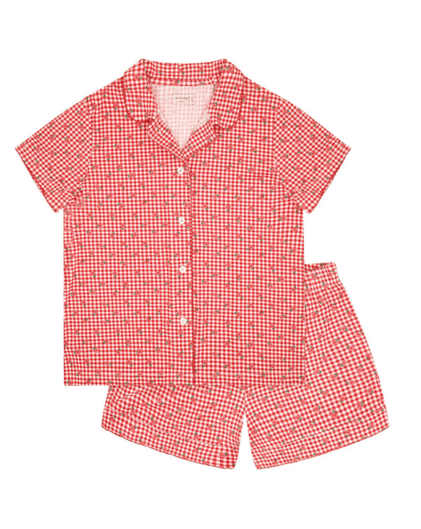 Gingham Collared Pajamas Set