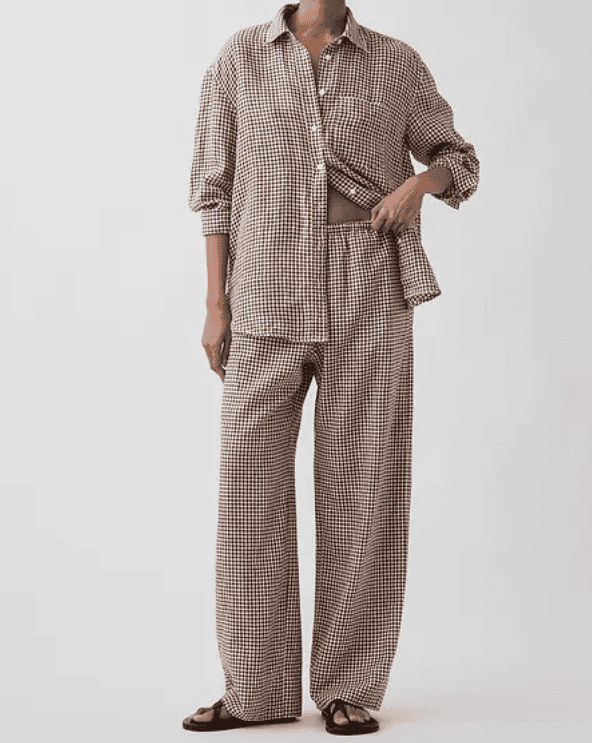 Linen-Blend Easy Wide-Leg Pants
