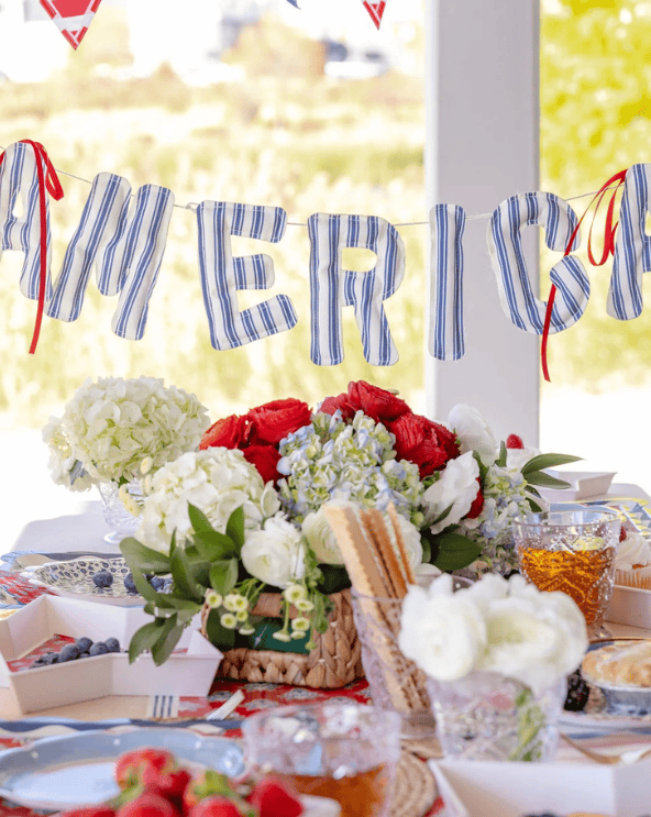 America Ticking Fabric Puffy Banner