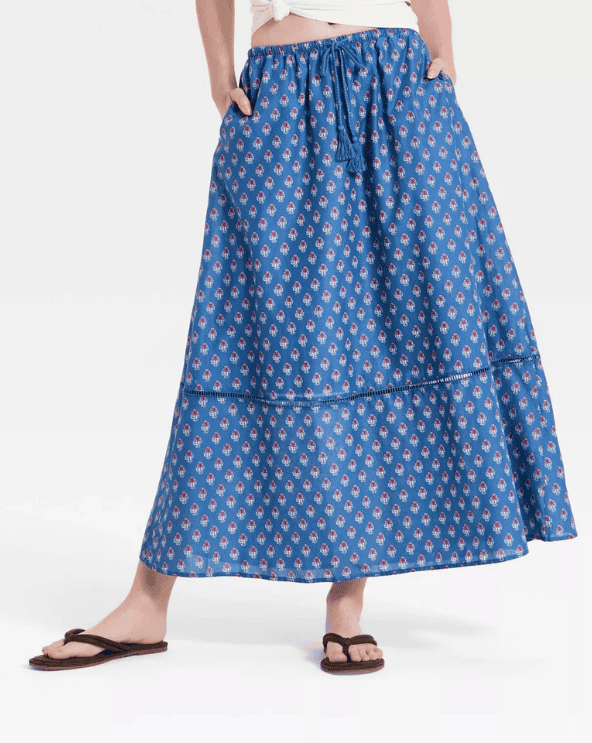 Blue Floral Maxi Skirt