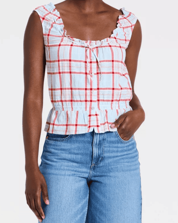 Blue Plaid Tank Top