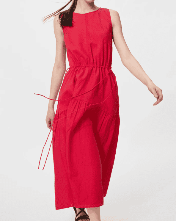 Linen Blend Tiered Dress