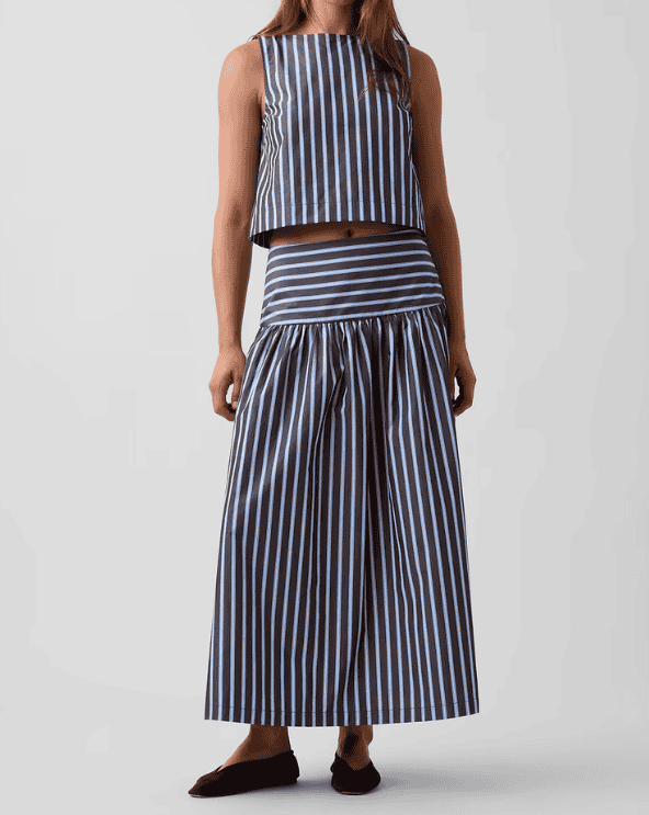 Poplin Drop-Waist Maxi Skirt