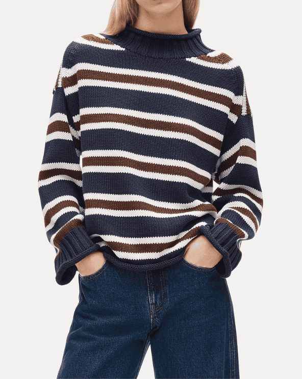Rolled Neck Striped Sweater