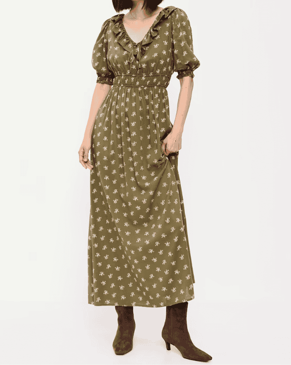 Ruffle-Collar Boho Maxi Dress