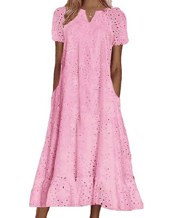 Ruffle Hem Eyelet Dress