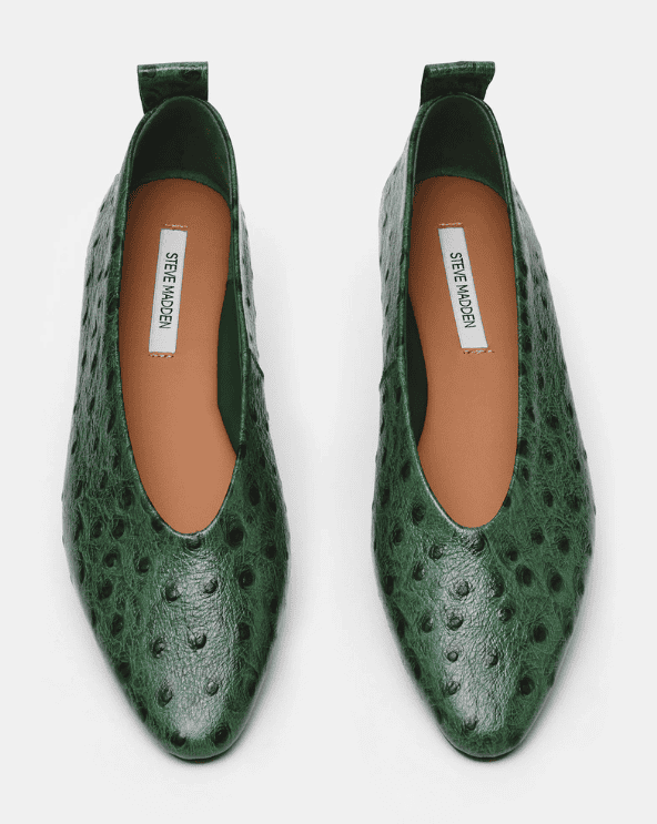 Green Leather Flats