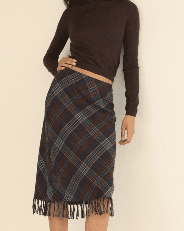 Plaid Fringe Skirt