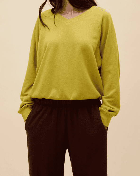 Solid Terry V-Neck Sweatshirt