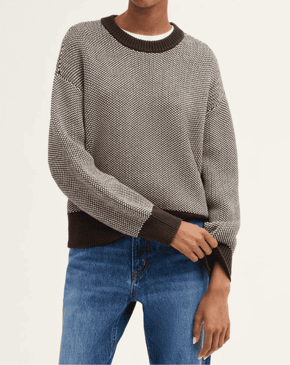 Textured-Stitch Crewneck Sweater