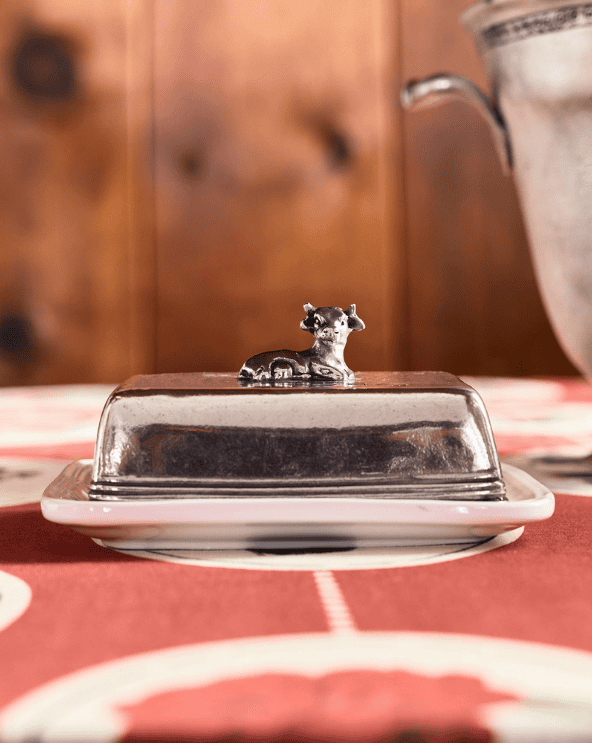 Bessie The Cow Pewter Butter Dish