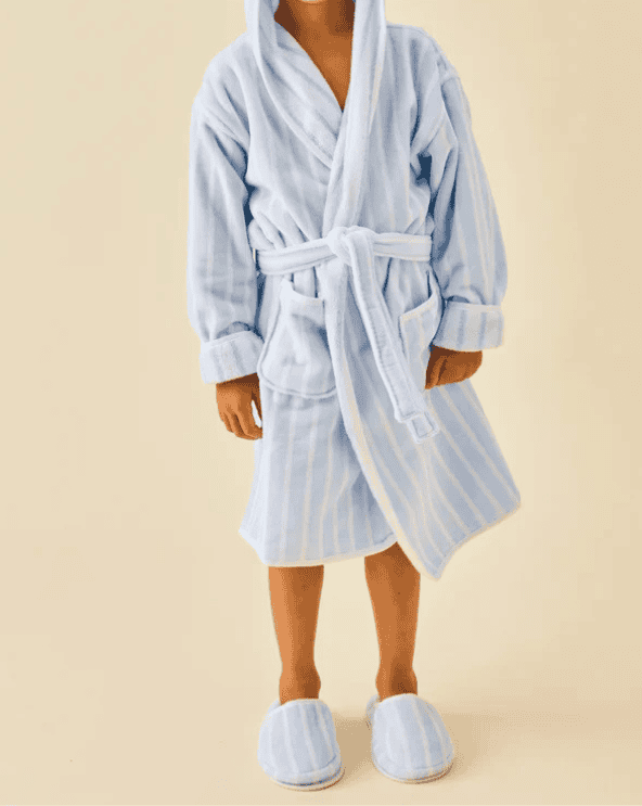 Blue Stripe Plush Bathrobe