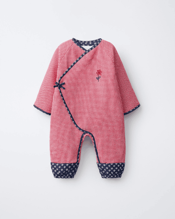 Embroidered Gingham One Piece