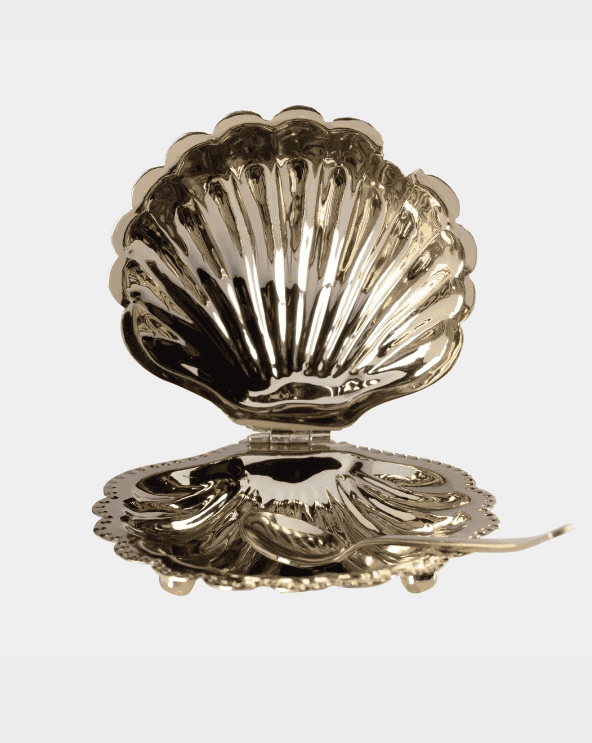 Gold Clam Shell Bowl and Spoon