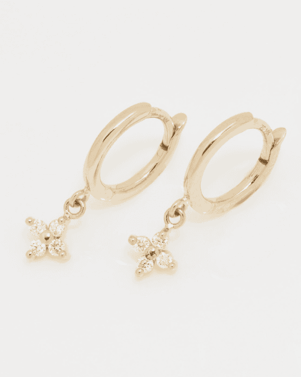 Huggie Hoops with Diamond Quads