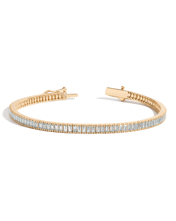 Lab Grown Aquamarine Baguette Tennis Bracelet