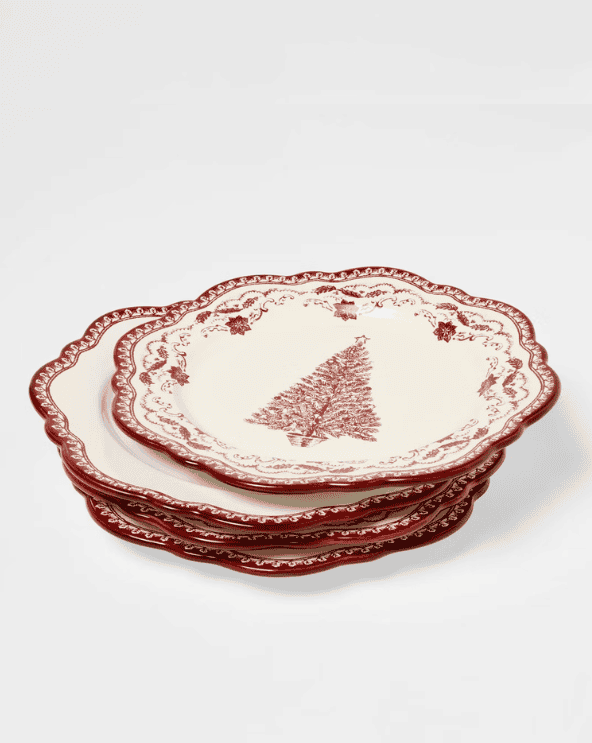 Red Tree Salad Plates