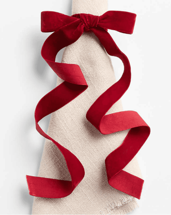 Red Velvet Bow Napkin Rings