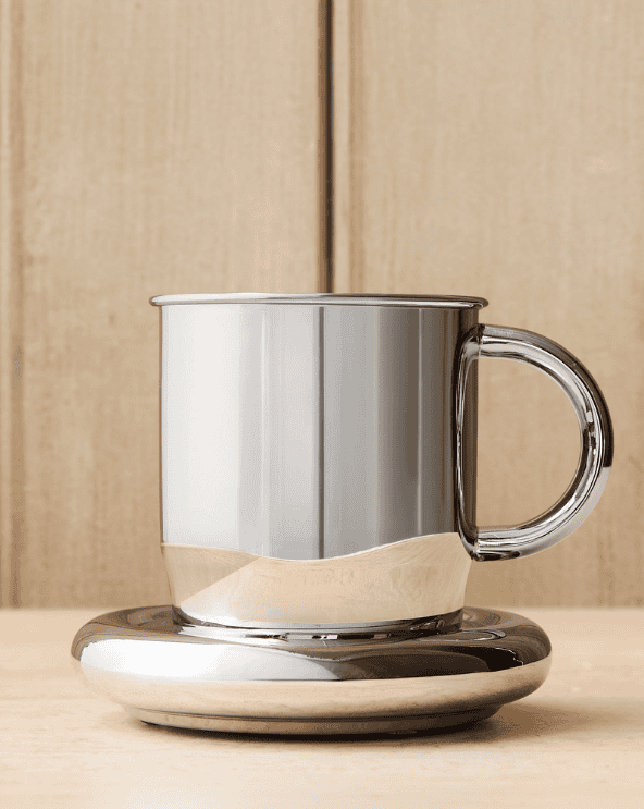 Stainless Steel Mug & Button Saucer Set